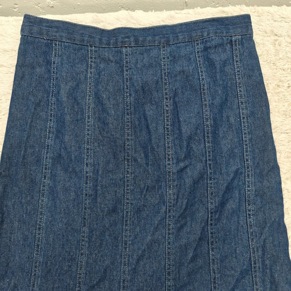 VTG Denim Mermaid Midi Skirt Womens M Studio West Cottagecore Praire Cowgirl - Picture 5 of 11